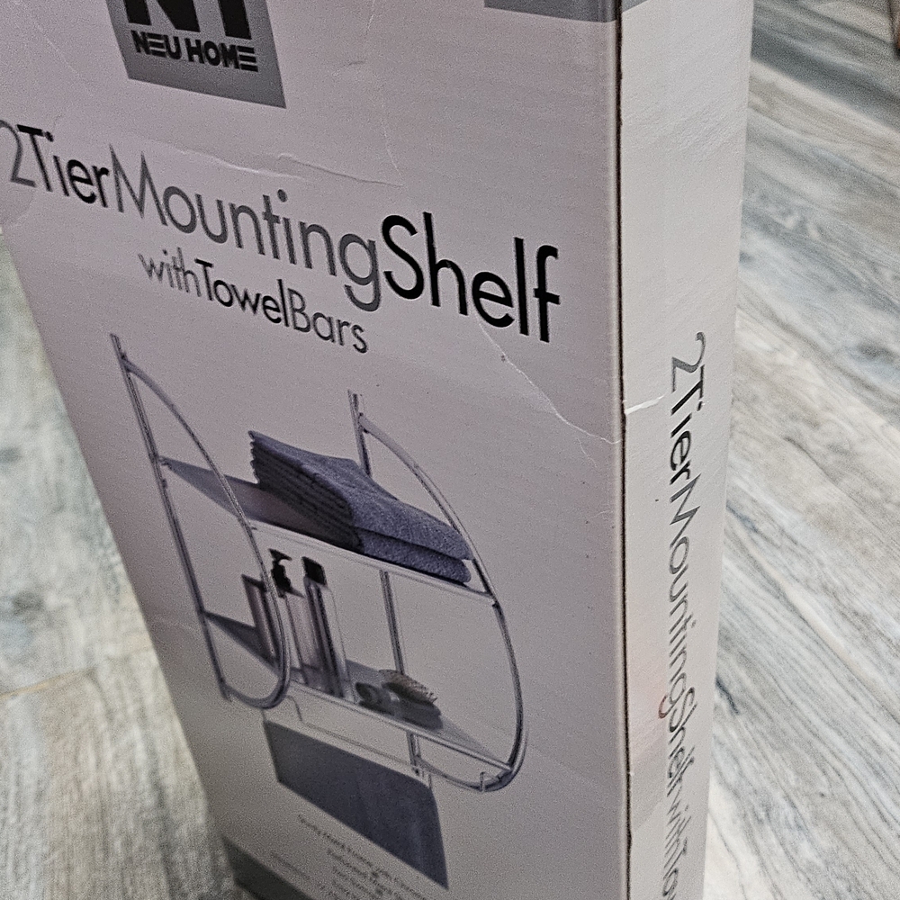 NEU Home 2-Tier Mounting Shelf with Towel Bars